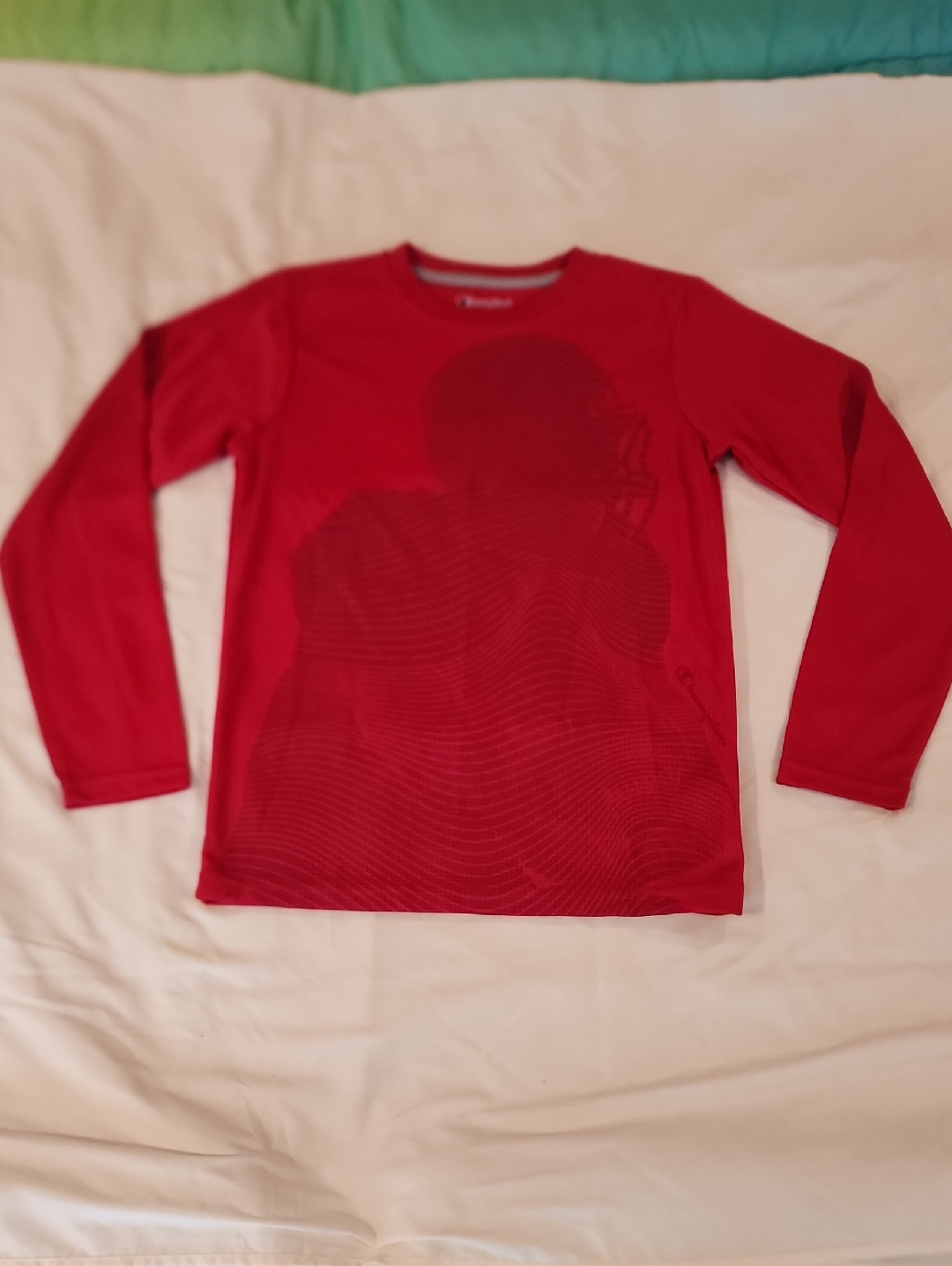 Champion Red Football Logo Long Sleeve Tee. Size 10/12